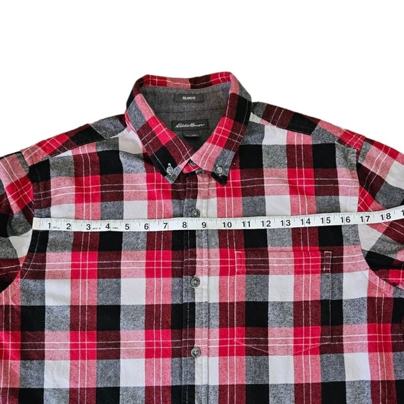 Eddie Bauer Men's Flannel Button Down Shirt Size M Relaxed Fit Plaid Red… - Picture 4 of 12